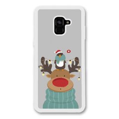 Новогодний чехол «Deer and penguin» на Samsung A8 2018 арт. 1485