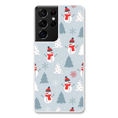 Новогодний чехол «Snowmen» на Samsung S21 Ultra арт. 1171