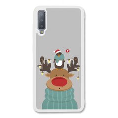 Новорічний чохол «Deer and penguin» на Samsung A7 2018 арт. 1485