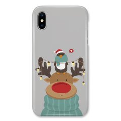 Новогодний чехол «Deer and penguin» на iPhone X|Xs арт. 1485