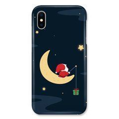 Новогодний чехол &laquo;Santa Claus on the moon&raquo; на iPhone X|Xs арт. 1497