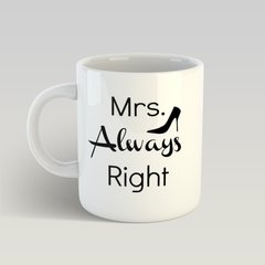 Чашка біла «Mrs. always right» арт.0013