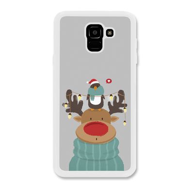 Новогодний чехол «Deer and penguin» на Samsung J6 2018 арт. 1485