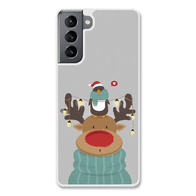 Новогодний чехол «Deer and penguin» на Samsung S21 арт. 1485