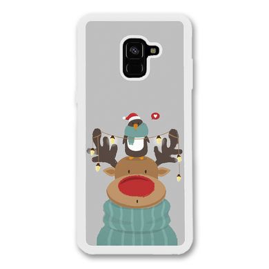 Новогодний чехол «Deer and penguin» на Samsung A8 Plus 2018 арт. 1485