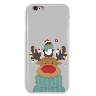 Новогодний чехол «Deer and penguin» на iPhone 6+|6s+ арт. 1485